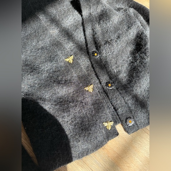 & OTHER STORIES Bee Button Alpaca Blend Cardigan in black Size XS-S - Picture 4 of 12